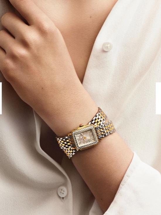 Michele Accessories - Michele Deco Mini Two-Tone 18k Gold Diamond Watch double strap Like New